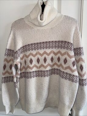 Olive & Oak Cream Ribbed Turtleneck Sweater